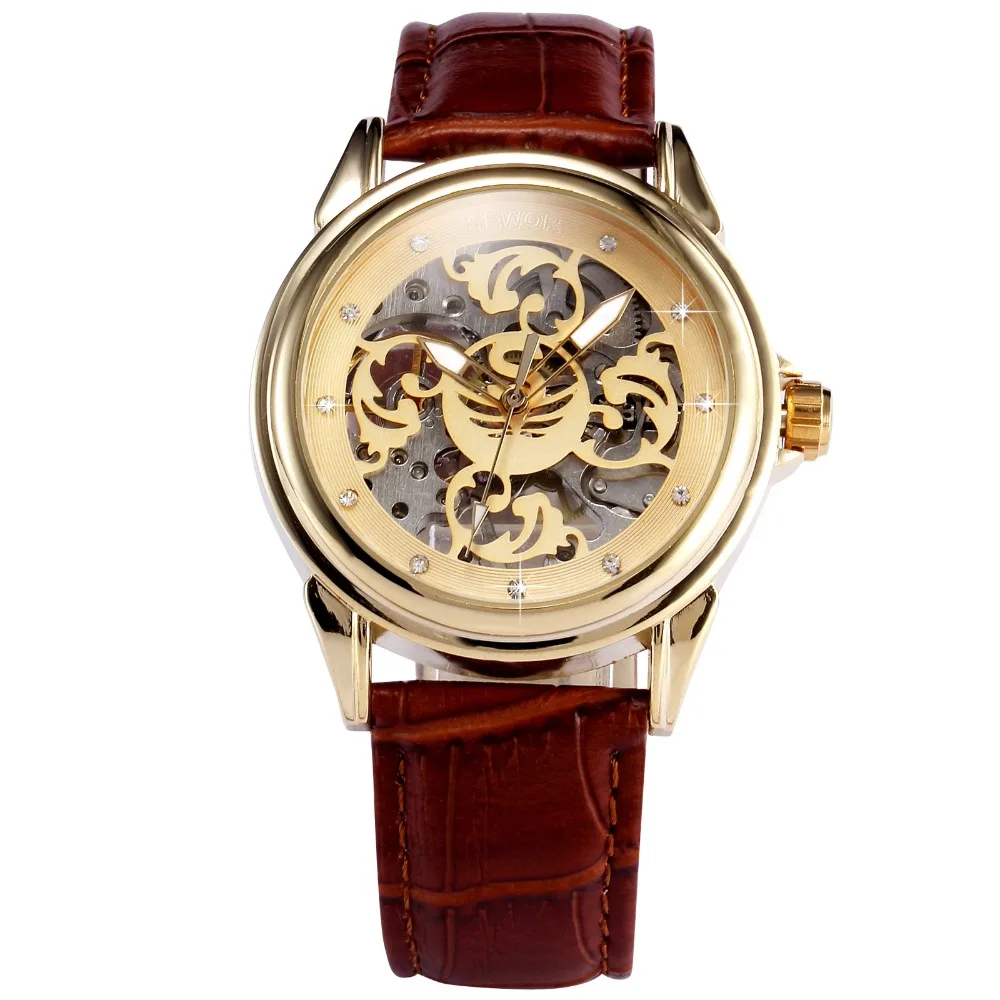 

Sewor Hollow Skeleton Casual Mechanical Hand Wind Watch Man Clock Luxury Male Business Leather Wristwatch Relogio Masculino