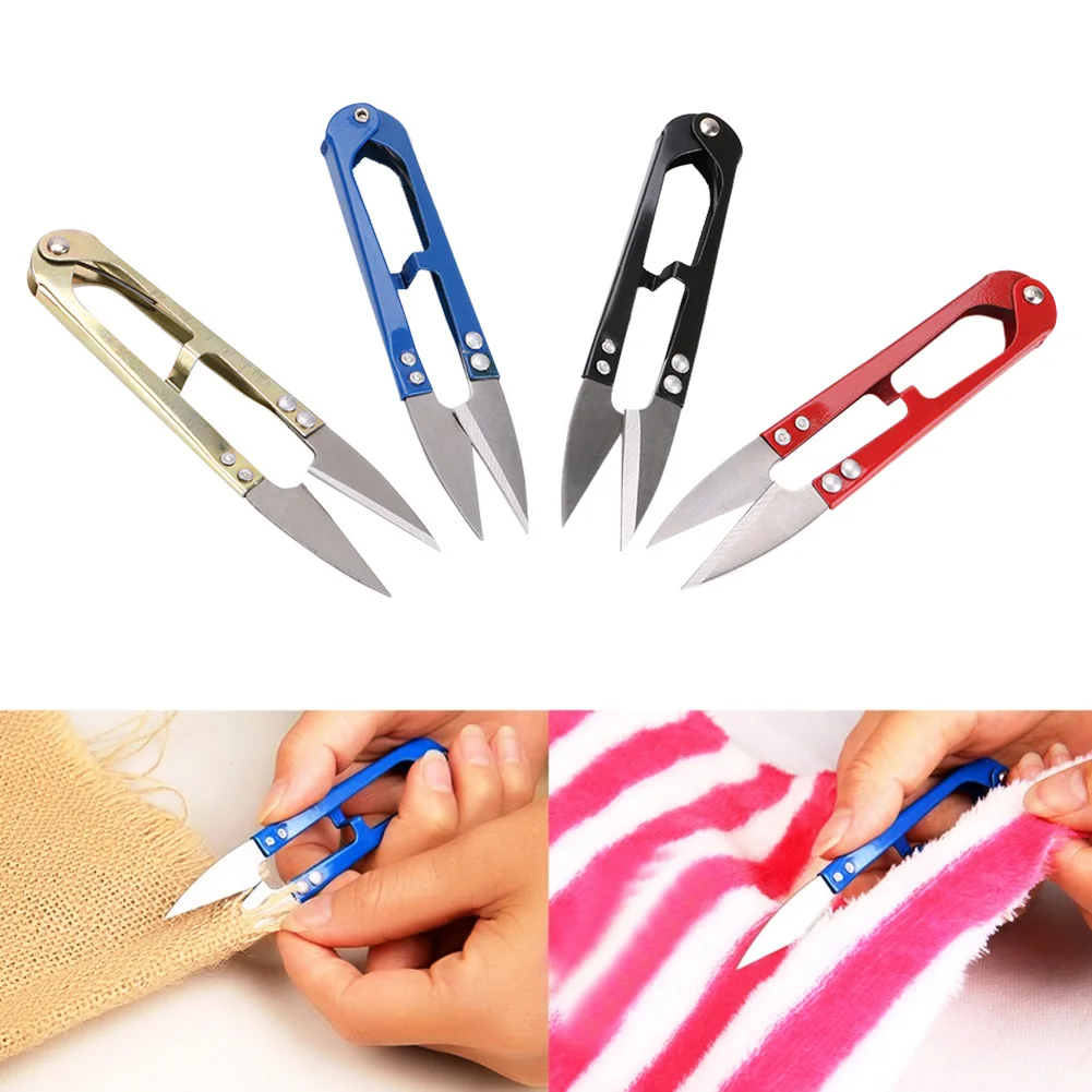 1Pcs New Stainless Steel Stitch U-Shape Use Scissors Cut Fishing Line Trimming Nipper Essential Cross Accessories