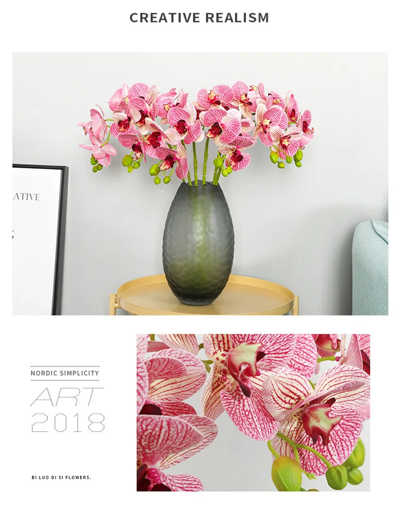 Flone Artificial Silk Fake Flowers 70cm Artificial Butterfly Orchid Flowers Branch Wedding Living room Home Warm Decoration (6)