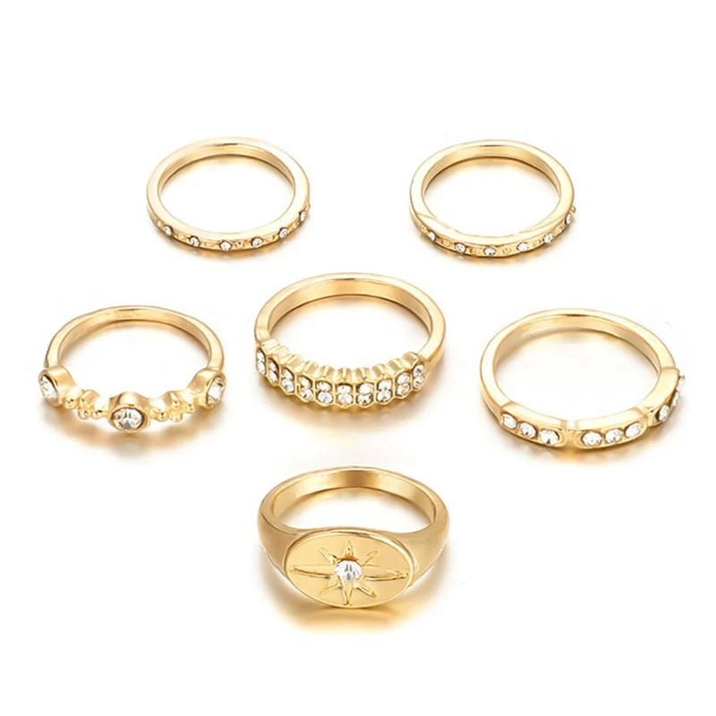

Fashion Multi-piece Women Finger Ring Sets 2019 Sweet Crystal Water Drop Bohemia Charm Ring Sets For Women Party Jewelry Gift