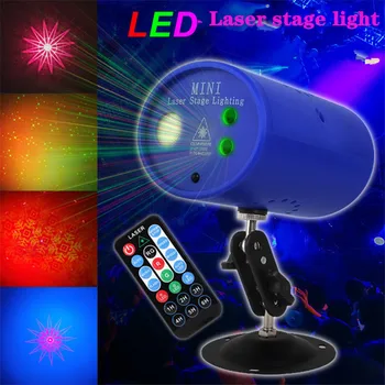 LED Laser Projector Stage Light Remote Control Music Rhythm Flash Light DJ Disco Light Club Dancing Party LightS Stage Effect red green laser lumiere blue leds light and music equipment for disco machine onthe remote control soundlights