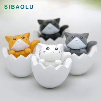 

Eggshell Cat Miniature Figurine Cartoon Kitten Animal moss terrarium Home Decor Decoration Cake mini fairy garden ornament toy