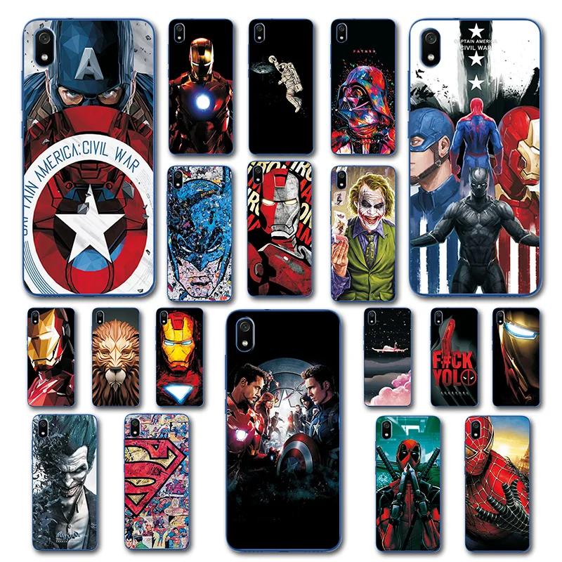 

Printed Case For Xiaomi Redmi 7 7A Silicone Iron Man Back Batman Phone Capa Cover For Xiaomi Redmi 7A 7 Note 7 Novelty Fundas