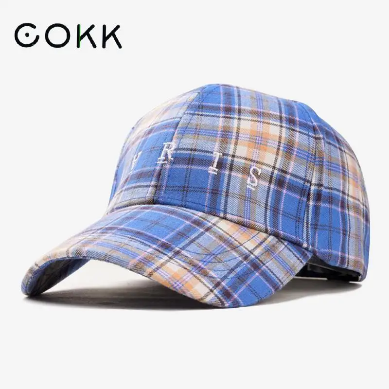 

COKK Plaid Baseball Cap Women Snapback Hats For Women Men Spring Summer Casual Dad Hat Female Adjustable Cotton Sun Visor Gorras