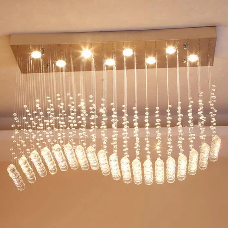 Современный светодиодный светильник прямоугольной формы для гостиной K9, хрустальные люстры, Светильники для кафе, офиса, помещений, дома, светильник