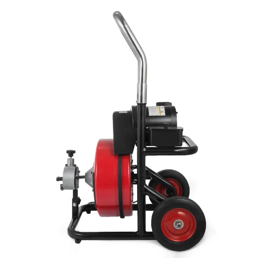 

50FT*1/2'' Wide Drain Auger Pipe Cleaner Cleaning Machine Electric Drain Cleaning Machine 4 Cutter & Foot Switch 2" to 4" Pipe