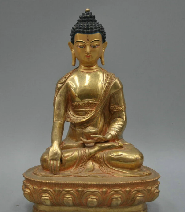 

11'' China Tibet Shakyamuni Buddha Hold Offering Bowl Bronze Statue R0713 Discount 35%