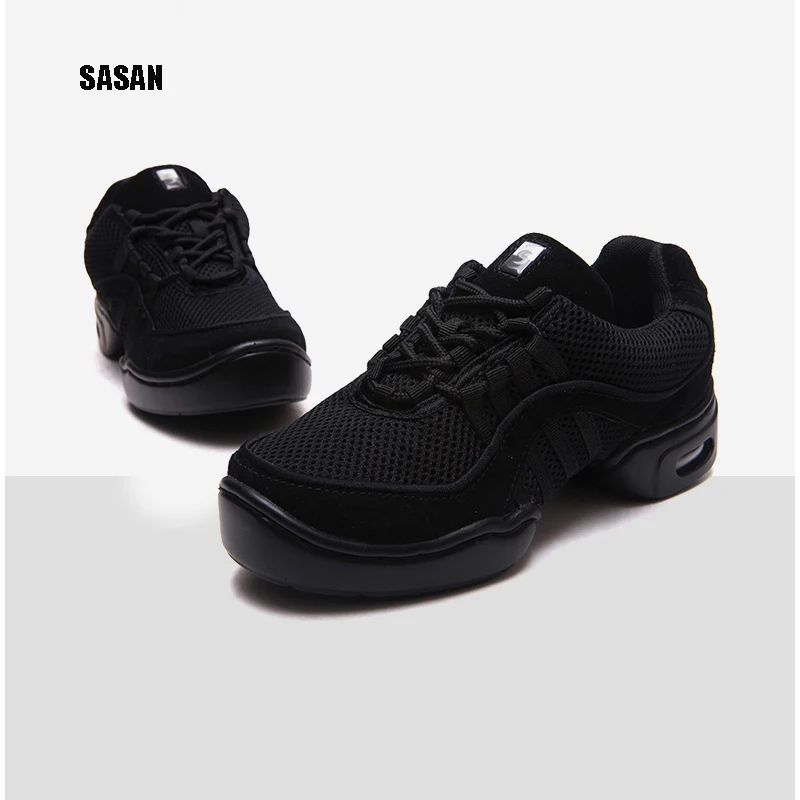 

SASAN Mesh Cow Suede Spandex Men And Women Mesh Dance Shoes Square Soft Jazz Spring Summer Dance Shoes Modern Dance Shoes 8805