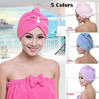 

Newest Microfibre After Shower Hair Drying Wrap Womens Girls Lady's Towel Quick Dry Hair Hat Cap Turban Head Wrap Bathing Tools