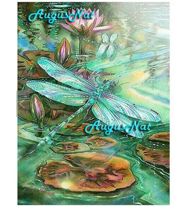 

dragonfly diamond painting full round lotus wall art decal diamond dots 5d diy diamond cross stitch mosaic picture craft gifts