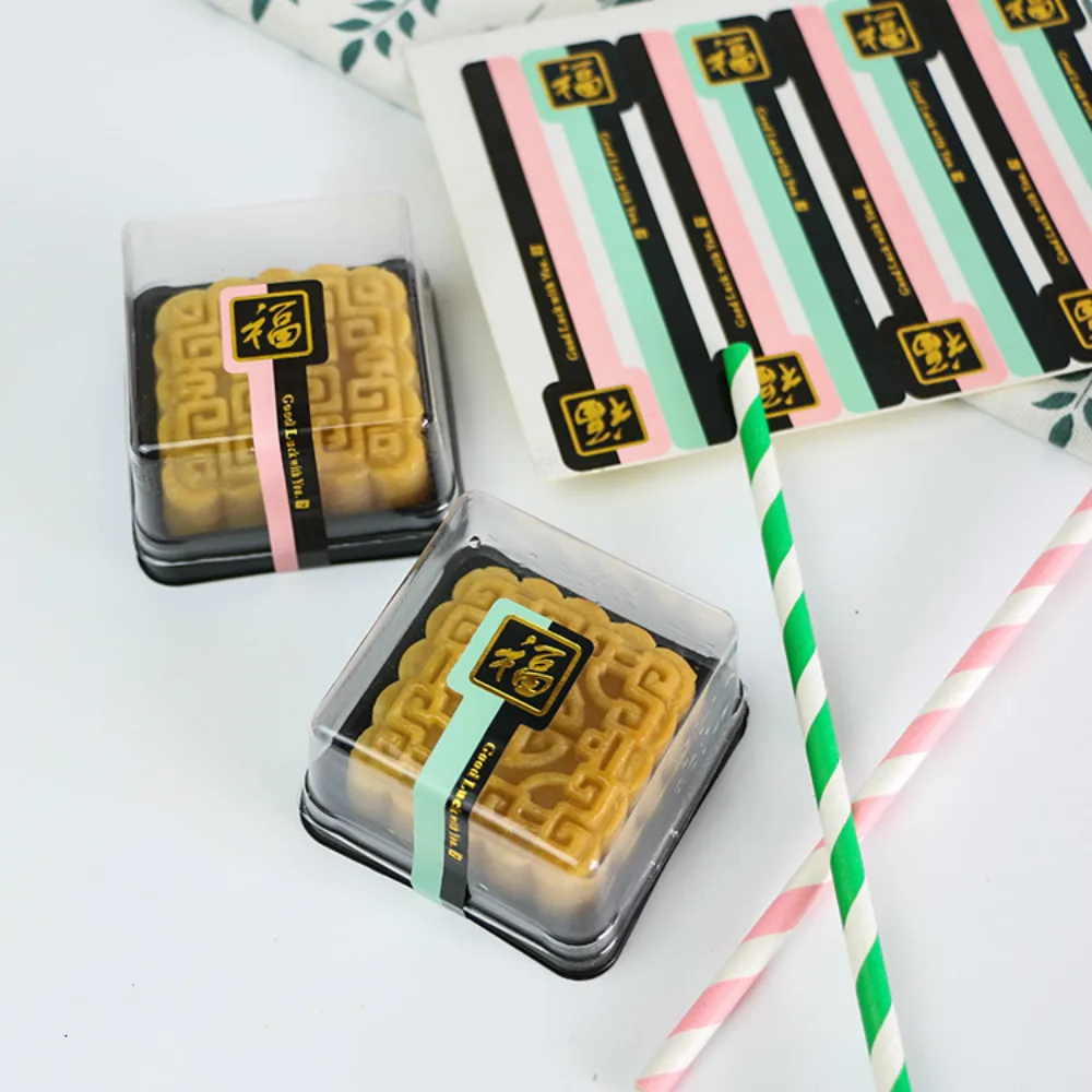 

Chinese Traditional FU Sticker Golden Long Seal Labels For Mid-autumn Mooncake Box Packing Decoration Bakery Deco Supplies 240