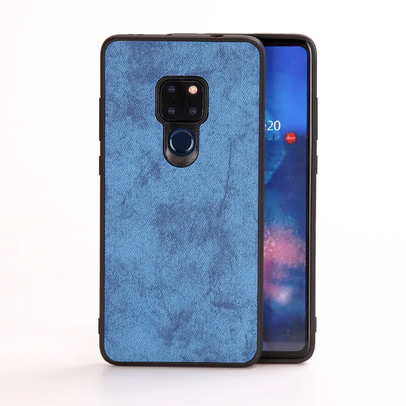 Тканевый чехол для телефона huawei mate 20 Pro 10 9 P10 P20 P30 Lite Nova 3 3i Honor 8X Max Capas джинсовая холщовая ткань Текстура ТПУ чехол - Цвет: Синий