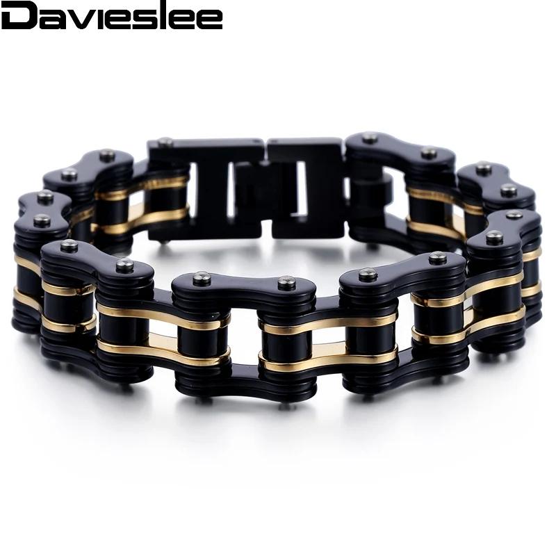 Davieslee Мальчики Мужская цепь 17,5/18/18,5/19 мм 316L Нержавеющая сталь тяжелых разные цвета Байкер Мотоцикл ссылка браслет Весь LHB456