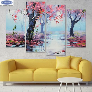 

4 pcs 5D Diy Diamond Painting Accessories Cross Stitch Flowers Diamond Embroidery Sakura Mosaic Handmade Decoration Home A87