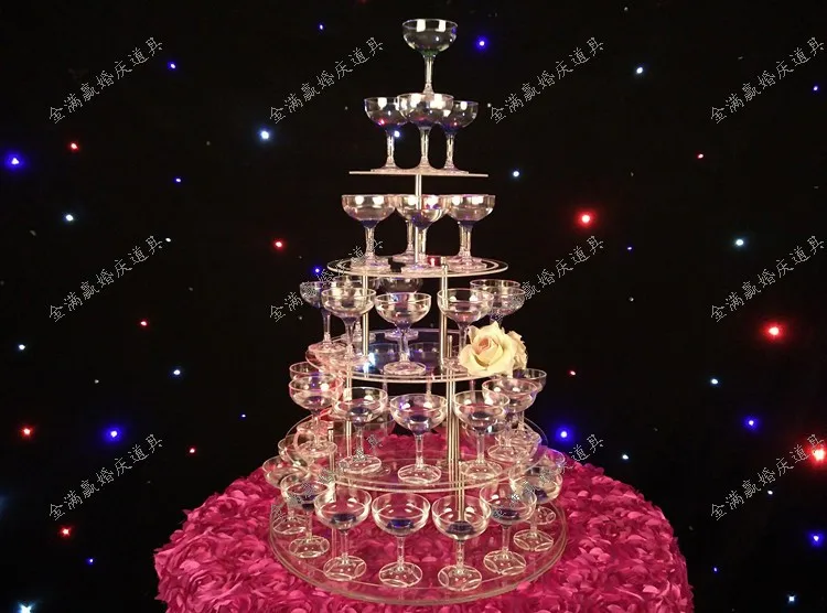 5一層結婚式のシャンパンタワーの結婚式の供給の小道具aryclicクリア5層アクリルゴブレットワインシャンパンタワーシャンパンタワー Champagne Tower Wedding Suppliestower Wine Aliexpress