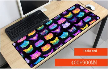 

Yuzuoan Colored Cat Head Game Speed Keyboard Mouse Pad Rubber Mat Computer Gaming Mousepad Gamer for Large Size Table Mouse Mat