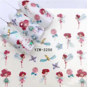 

ZKO 1 Sheet Nail Sticker Summer Water Transfer Decals Fruit/Ice Cream/Cartoon /Flower Design Temporary Tattoos Slider Tips