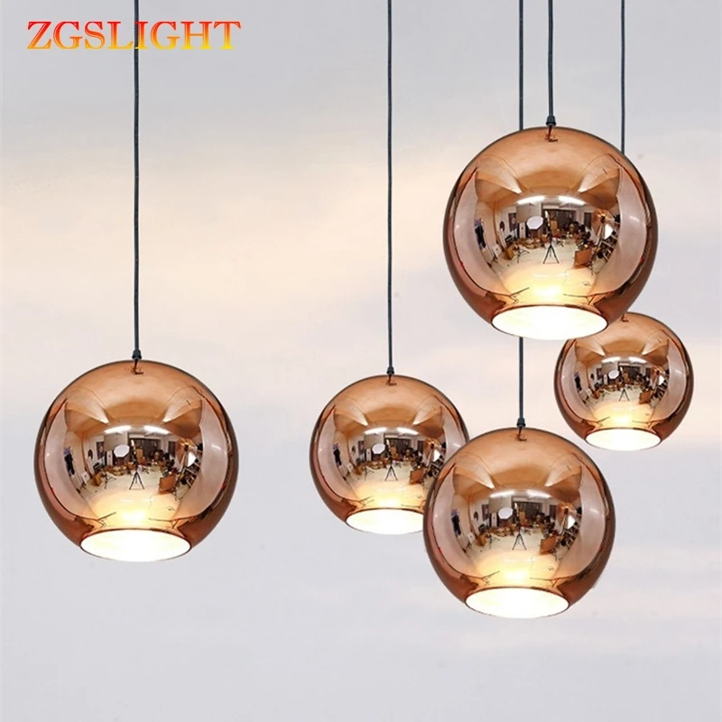 

Modern Pendant Light Copper Sliver Golden Glass Ball Pendant Lamp Indoor Lighting Restaurant Living Room Decoration Lighting E27