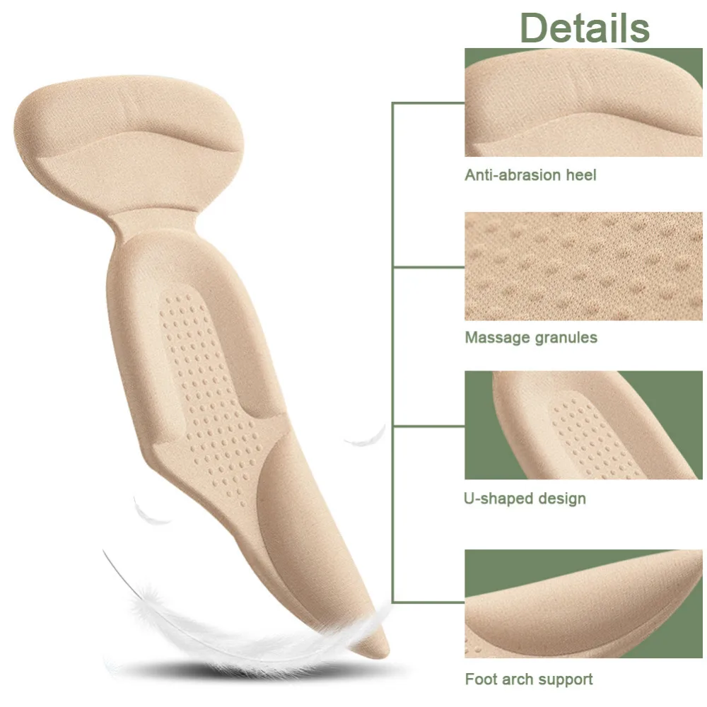 Elino Non-slip Shoe Pads for Lady High Heels Women Arch Support Heel Spur Protector Massage Cushions Sponge Insoles Black Beige