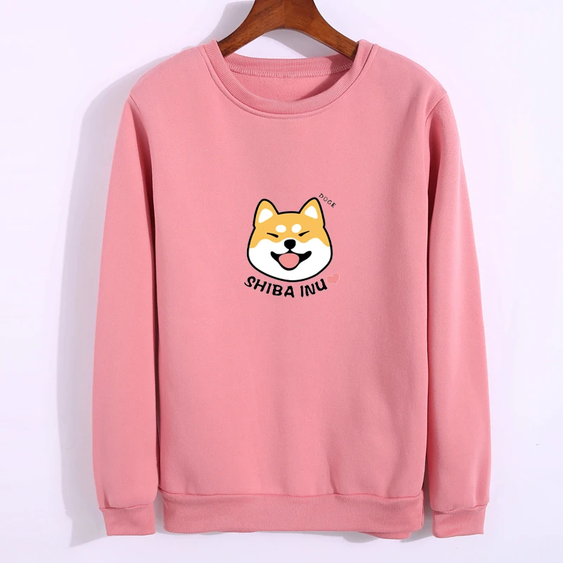 2019 Women Sweatshirt Autumn Lovely Anime Character Shiba Printed Hoodies Thickening Fleece Harajuk