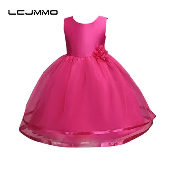 

LCJMMO Flower Summer Girl Dresses For Weddings Party Princess White TuTu Kids Dress 2017 Soild Baby Girl Clothes Vestido 3-12Y
