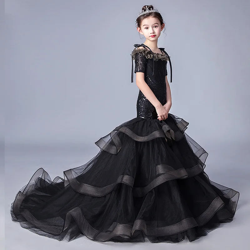 

Black floor length dress Dress Costume Princess Dresses Cosplay Party Summer Baby Kids Children Fancy Baby Girl Clothes