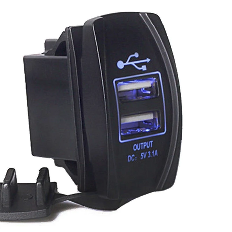 

12V 24V Dual USB Socket Car Charger Power Adapter 3.1A 5V Output With 4 Color LED Light For All Phone