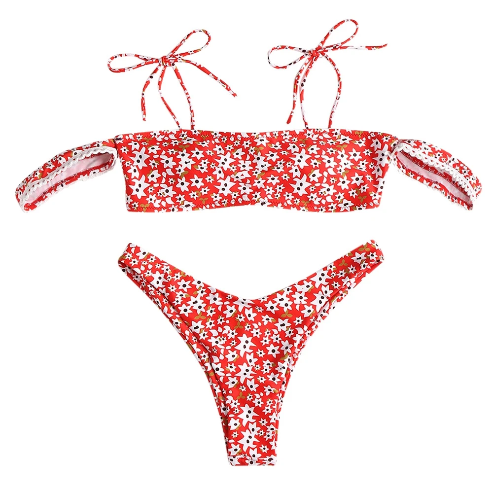 2018 New Floral Knot Sexy Swimwear Women Swimsuit High Leg Bikini Set ...