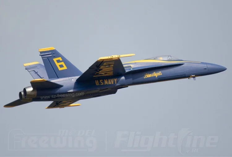 Модель реактивного самолета Freewing F18 F-18 90 мм F/A-18C Hornet Blue Angels RC EDF