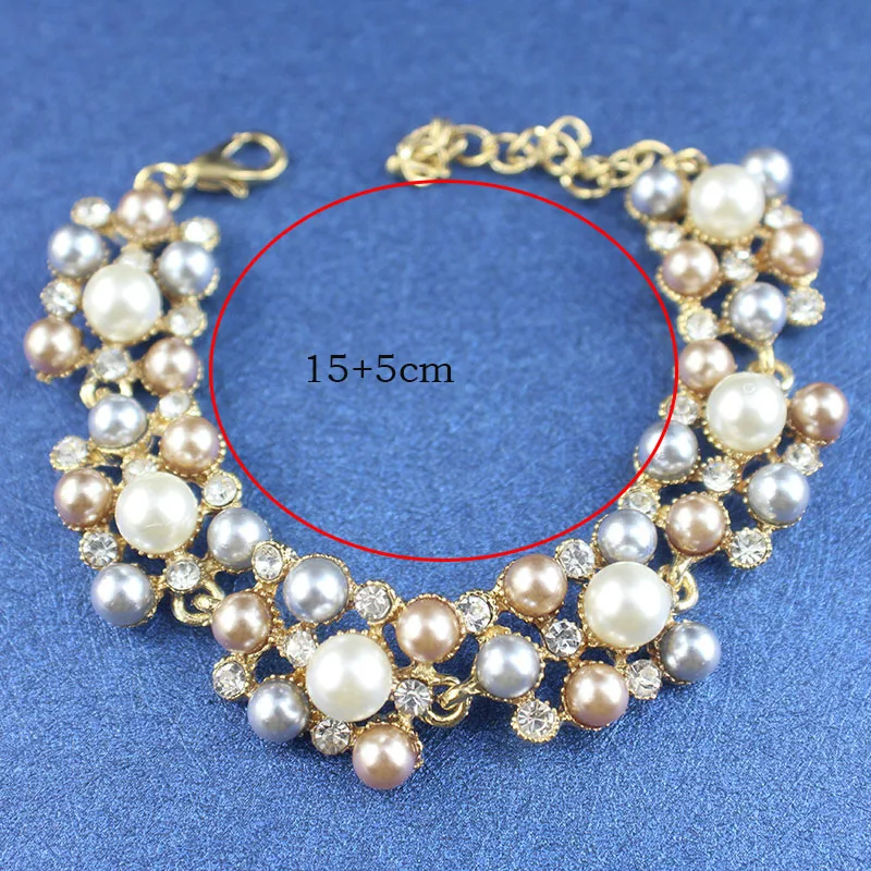 Jiayijiaduo, имитация жемчуга, женский браслет, золотой цвет, звено цепи, кристалл, свадебные ювелирные изделия, браслет и браслет 805