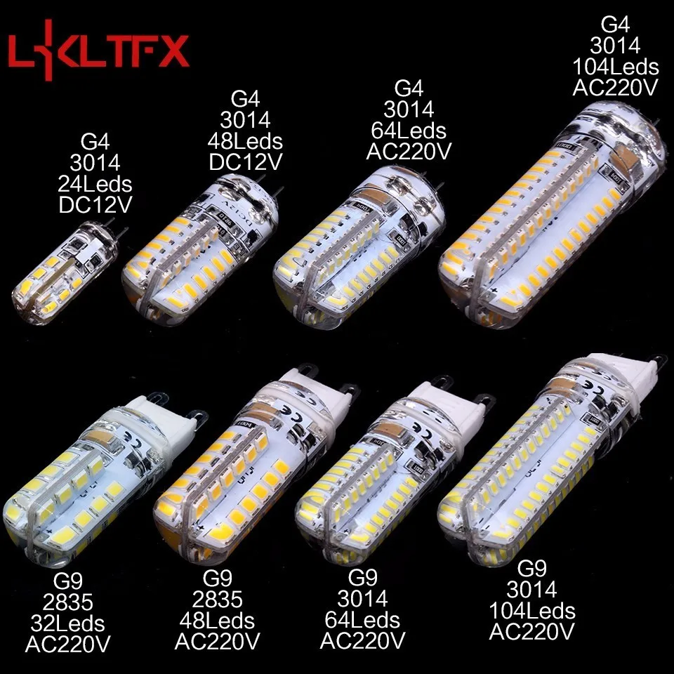 Lkltfx 10 шт. G4 DC 12 В/AC 220 В G9 SMD3014 2835 1 Вт 2 Вт 3 Вт заменить Галогенные Светодиодные лампы 360 Угол луча LED лампада лампы