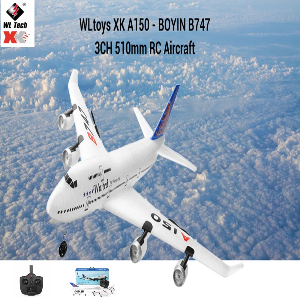 

WLtoys XK A150-BOYIN B747 3CH 510mm RC Aircraft 6-axis Gyroscope USB Charging 2.4GHz Remote Control 300mah RC Drones Toy Dron