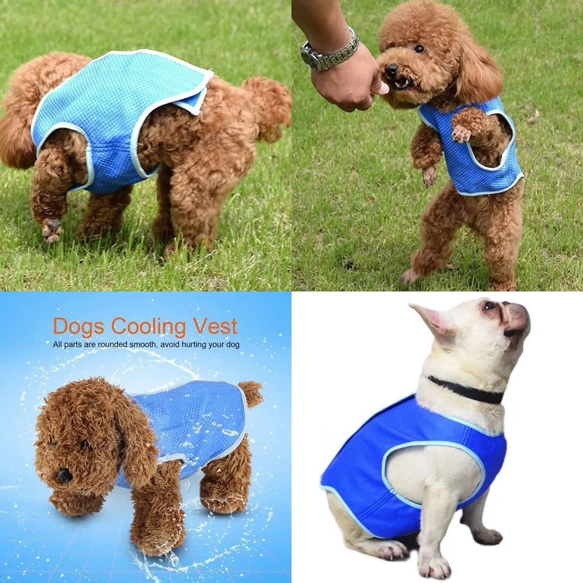 Summer Blue Dog Cooling Vest Coat Pet Swamp Cooler Jacket Reflects Heat