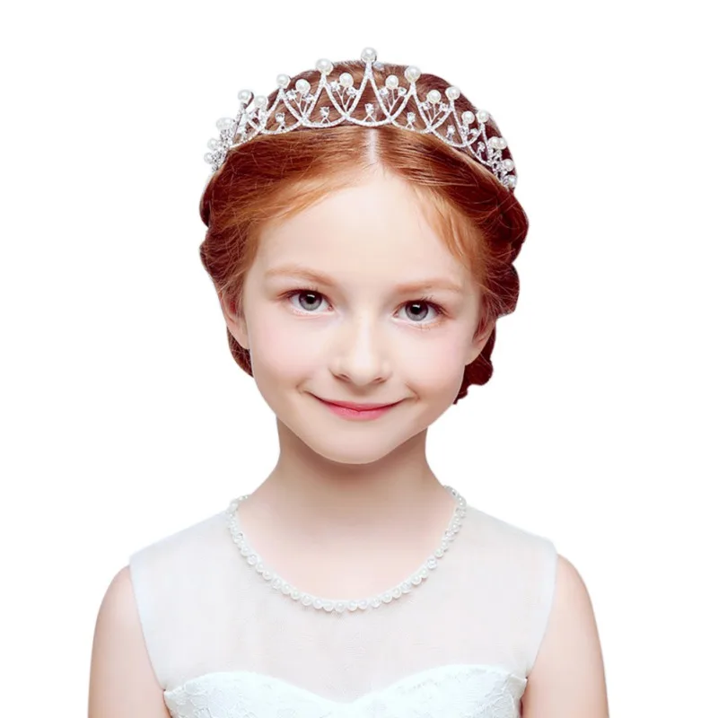 Children's Crown Headdress Princess Girl Crown Headband Cute Crown Crystal Flower Wedding Party Accessories Photography Props - Цвет: C