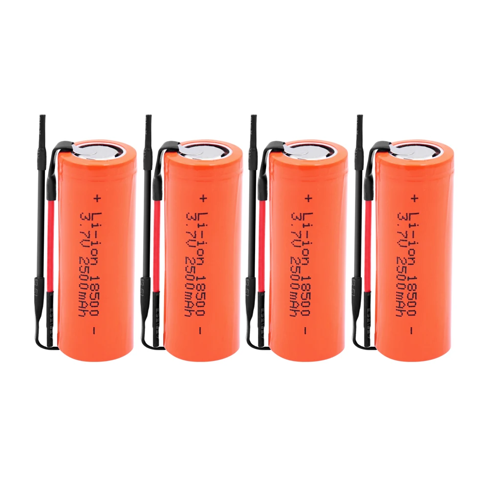4 PCS Перезаряжаемая 18500 батарея для электронных сигарет Li-Po литиевая высокоразрядная высокая сила тока+ DIY Linie 3,7 V 2500mAh батареи - Цвет: 4 PCS