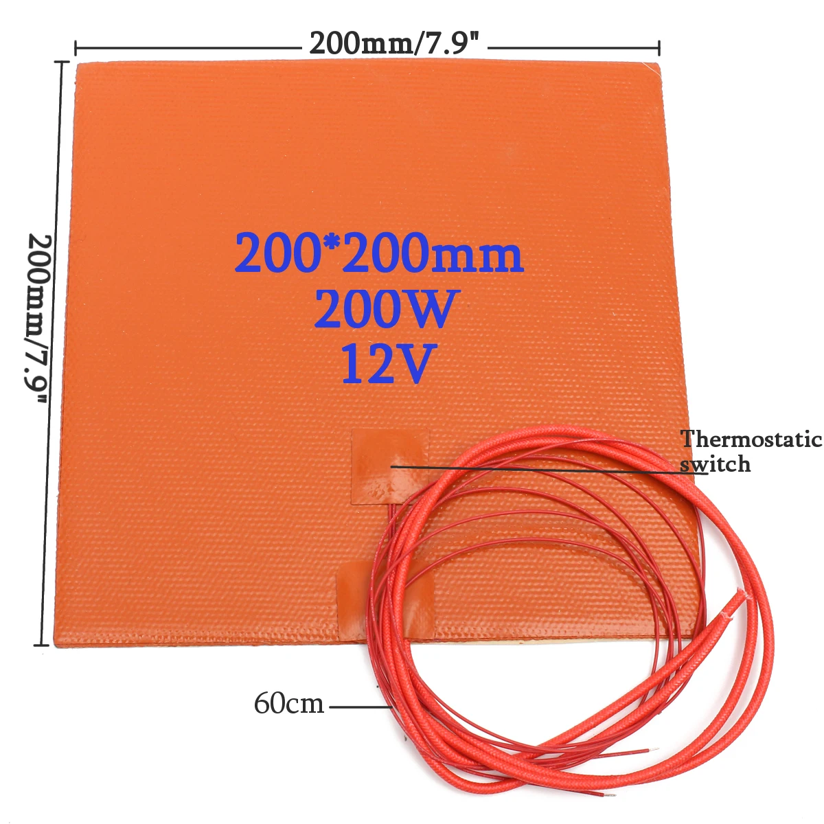12 В 200 Вт 200 мм x 200 мм водонепроницаемый гибкий силиконовый нагревательный элемент Pad нагреватель для 3d принтера Тепловая Кровать