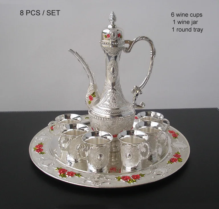 8 PCS set alloy metal silver white wine set font b kitchen b font font b