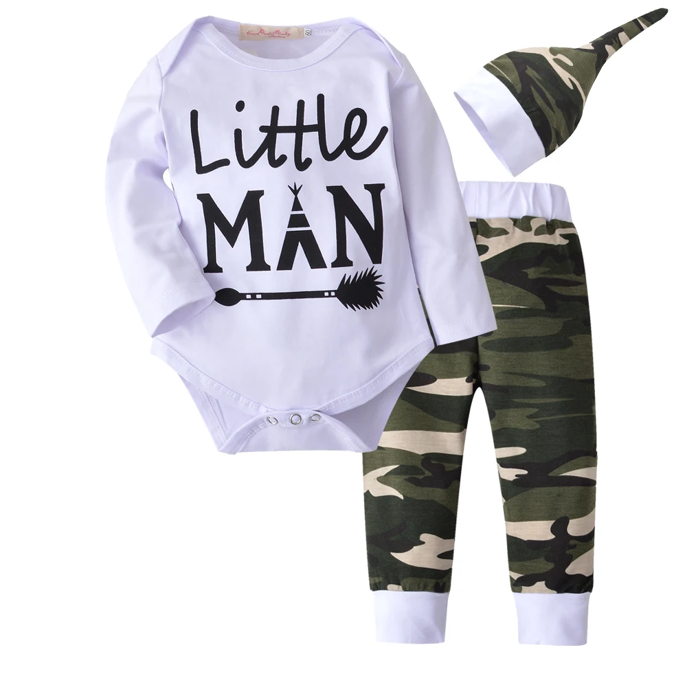 Baby Boy Girl Black and white Tops +Camouflage Long Pants Clothes Set Tops Clothing Newborn Baby Boys Clothes Set