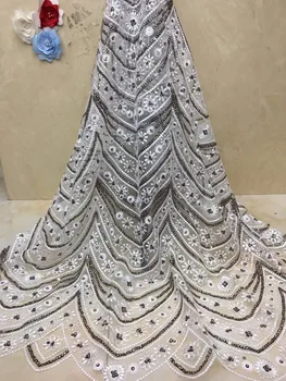 

New Arrival Sequins Soft Nigerian sequins Lace Fabric Dubai Embroidered French Tulle Lace Latest African Lace Fabric X4