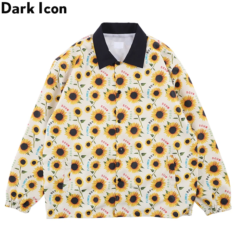 Dark Icon Sunflower Boy Windbreak Jacket Men Outwear Street Men's ...