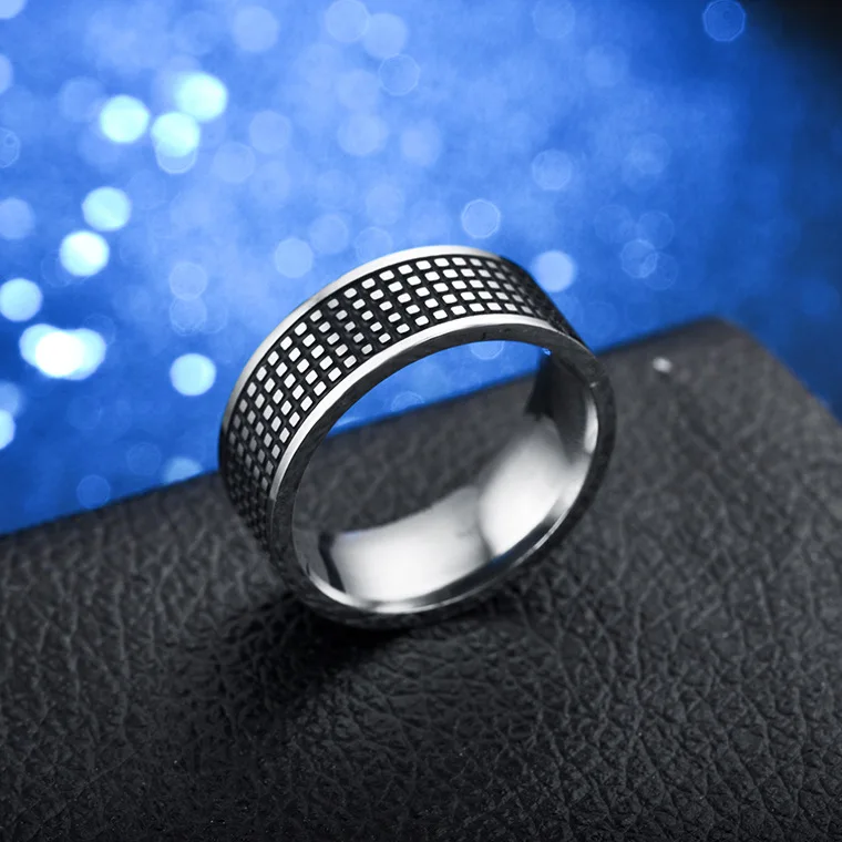 

KNOCK Vintage hollow out silver 316L stainless steel Ring Punk Rock Chain for Men lord Wedding Band male ring for lovers