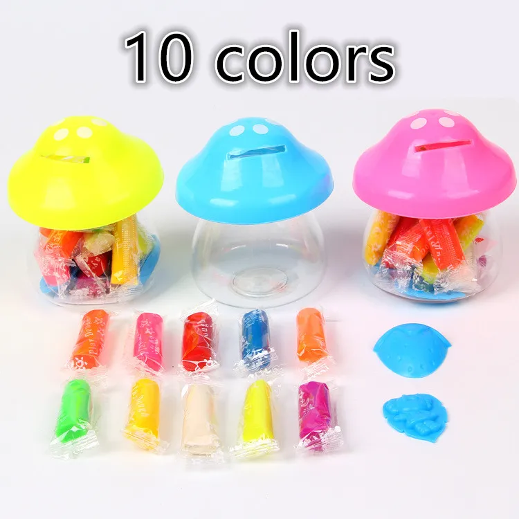 

10 Colors a Set Slime Light Clay Air Drying Super Light Clay Intelligent Plasticine Air Soft Polymer Clay Mushroom Bottle