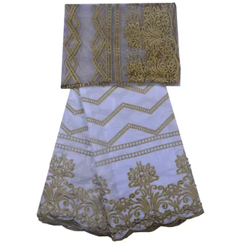 

African Lace Fabric African Guine Bazin Fabric 5 Yard In White High Quality Getzner Brocade Bazin Riche Lace For Wedding 1303