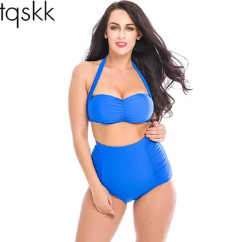 

TQSKK New Halter High Waist Bikinis Sexy Solid Women Swimsuit Female 2019 Summer Beach Wear Bikini Set Swim Bathing Suit Biquini