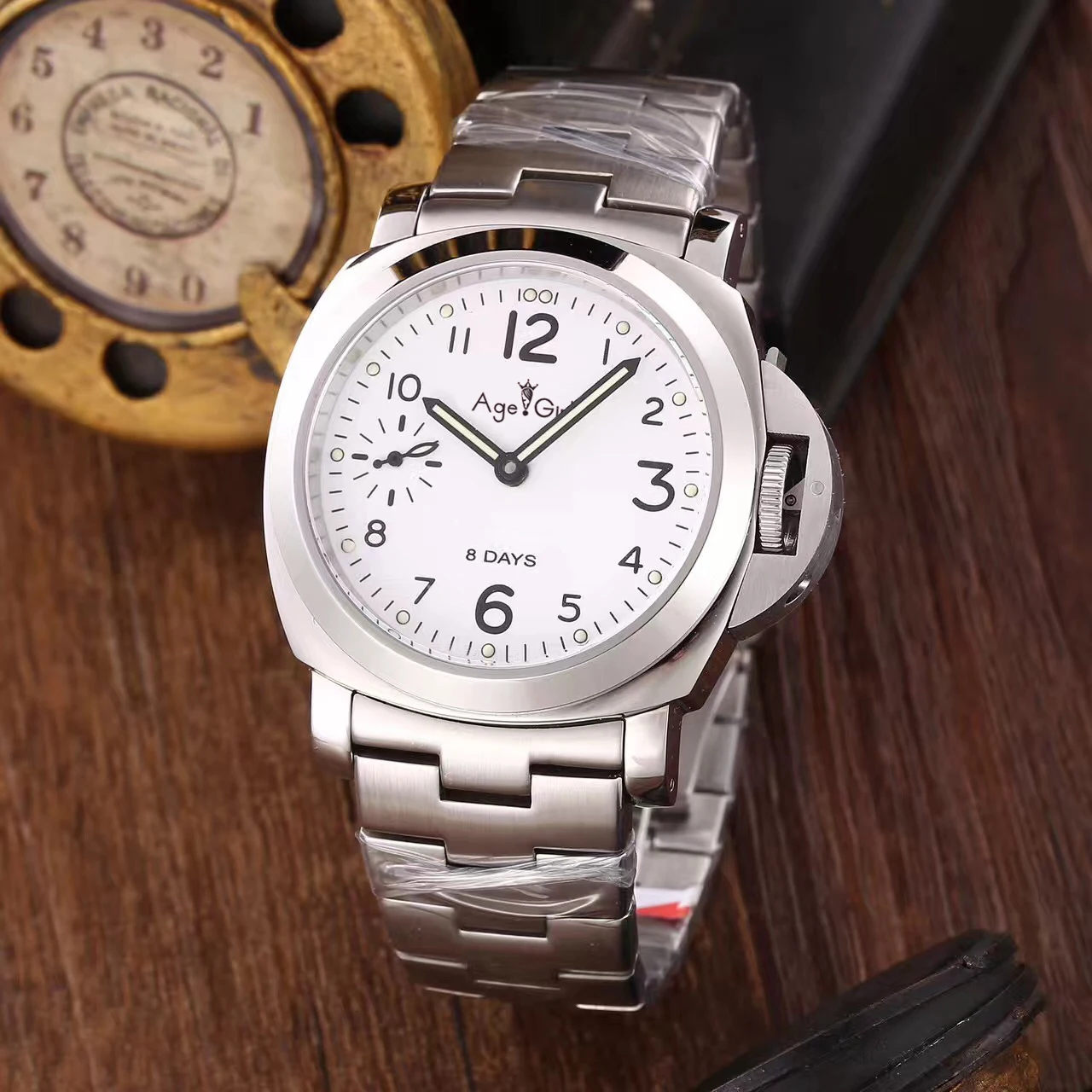 

Luxury Brand New Men Automatic Mechanical Sapphire Stainless Steel White Daylight 8 Days Watch Manual Steel Luminous Rare