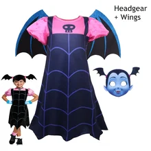 Vampirinas платья для костюм для девочки для маскарада Vampirina повязка на голову, праздничное платье принцессы для детей Одежда для маленьких девочек