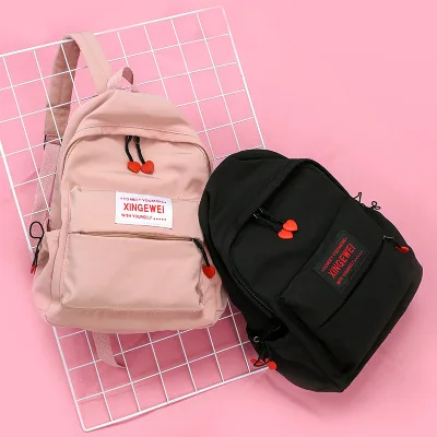 

2019 New Anti-theft Korean Style Backpack Women Casual Canvas Heart Travel Backpack Female Large-Capacity Durable Shoulder Bag