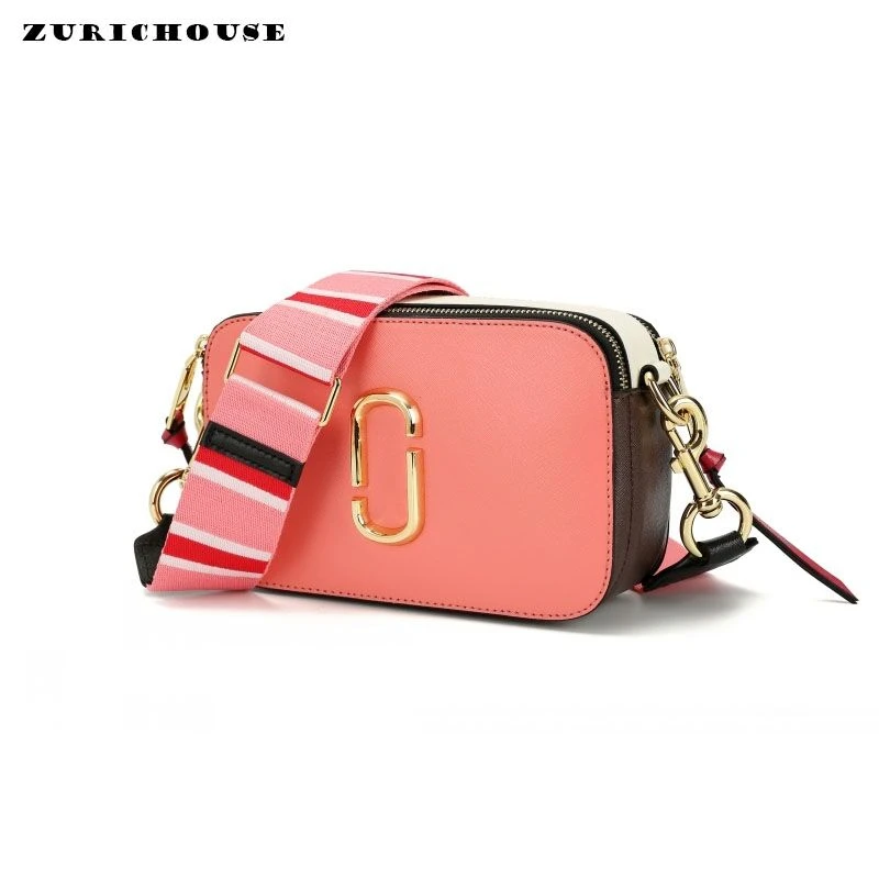 

ZURICHOUSE Brand Small Square Bags Women Luxury Genuine Leather Contrast Color Design Wide Strap Shoulder Crossbody Bag Ladies