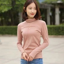 Moda Jihan, женские рубашки с длинным рукавом, Приталенная футболка, водолазка, удобная и эластичная Базовая футболка, женские топы