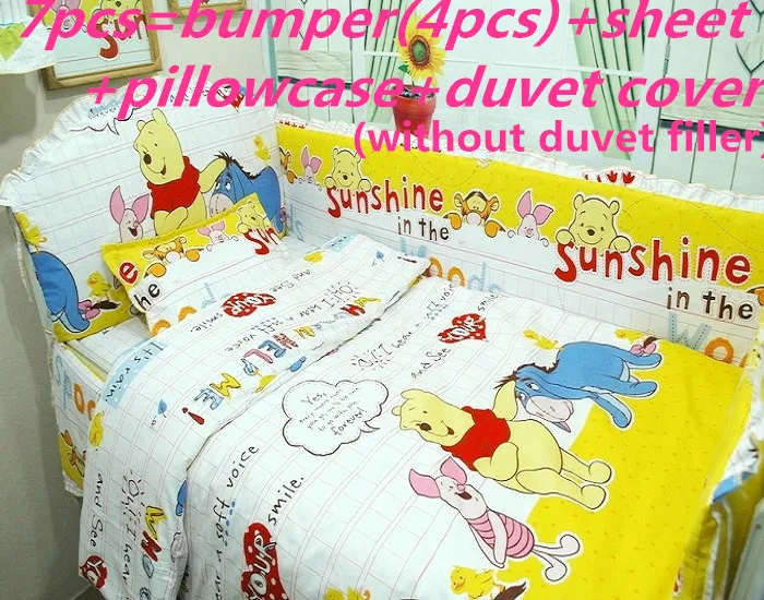 

Promotion! 6/7PCS Baby bedding set crib set 100% cotton bumper suit cartoon bedclothes ,120*60/120*70cm